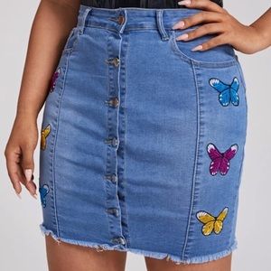 Jean butterfly skirt. Brand new never worn.